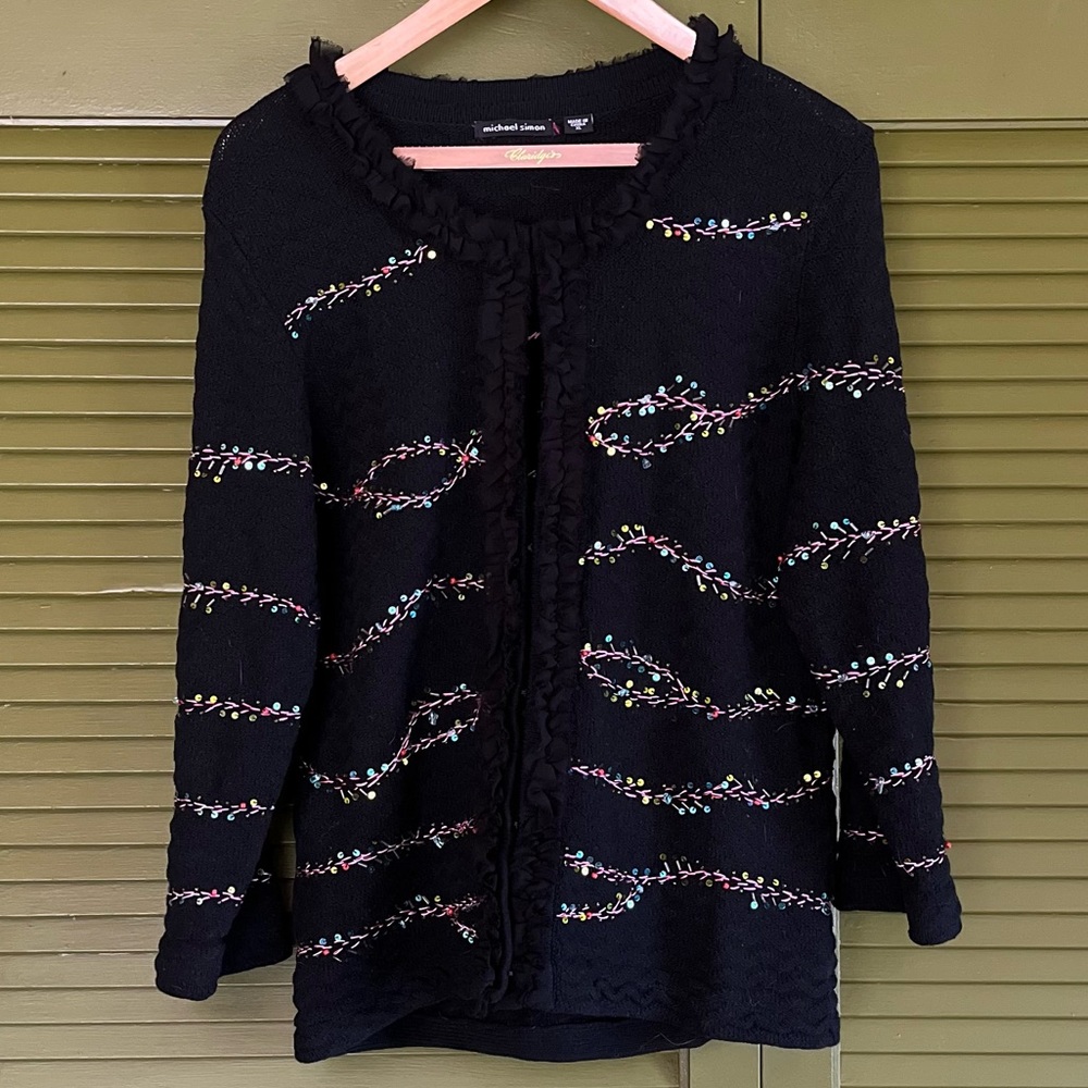 Michael Simon Embroidery & Sequin Sweater